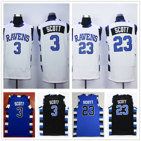 

the film version of one tree hill 3 lucas scott jersey blue black white 23 nathan scott double stitched mesh basketball jerseys, Black;red