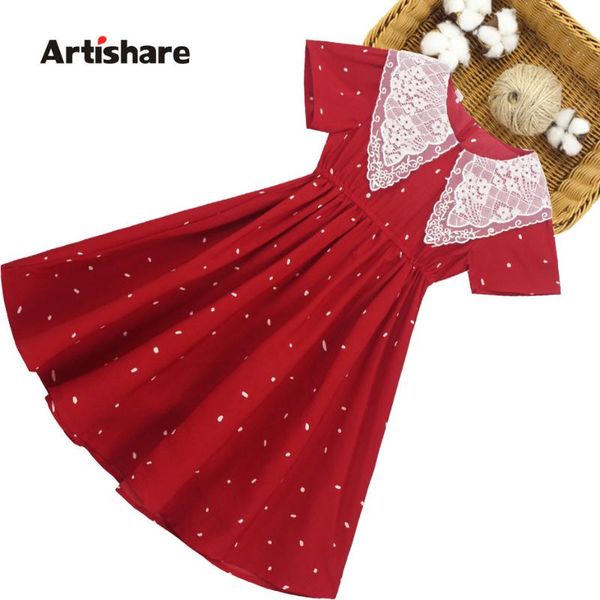 

girl summer dresses print girls dresses casual style children party dress double-layered costume girl, Red;yellow