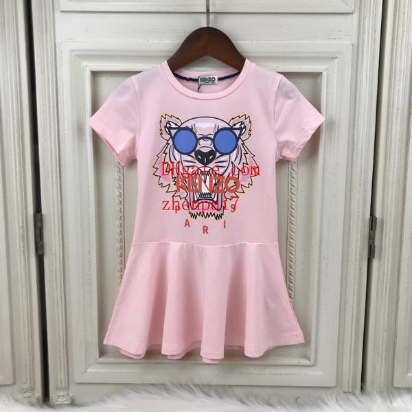 

высокое качество дети девушки хлопок платье вышивка тигр