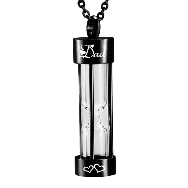 

personalized black hourglass urn pendant cremation jewelry urn necklaces memorial ashes necklace for women fill kit & chain, Silver