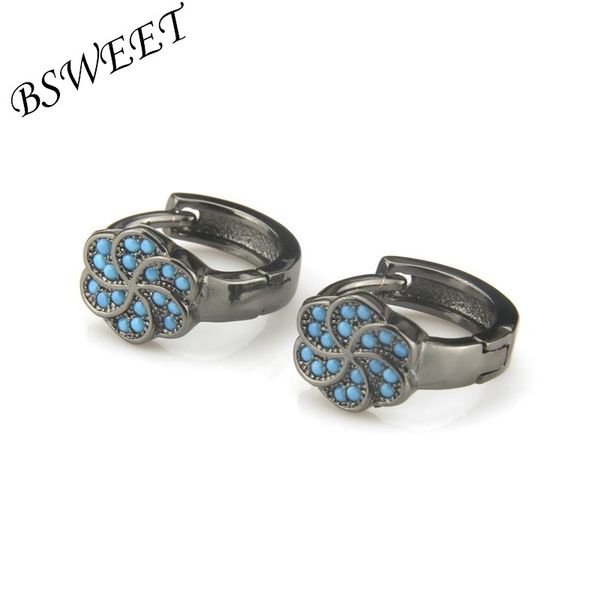 

charm bsweet black copper blue 18 stone flower shape ring earrings women fashion party simple exquisite jewelry, Golden