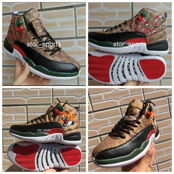 

12 gs generation of tiger snake black brown red men basketball shoes new style 12s mens snakeskin multicolor sports designer sneakers 40-47, White;red