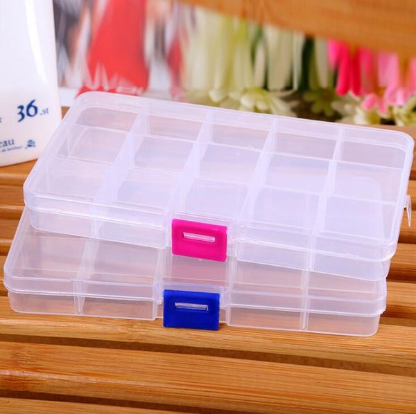 15 slots home Storage Box New Empty Storage Container Box Case for Nail Art Tips Rhinestone Gems LX1475