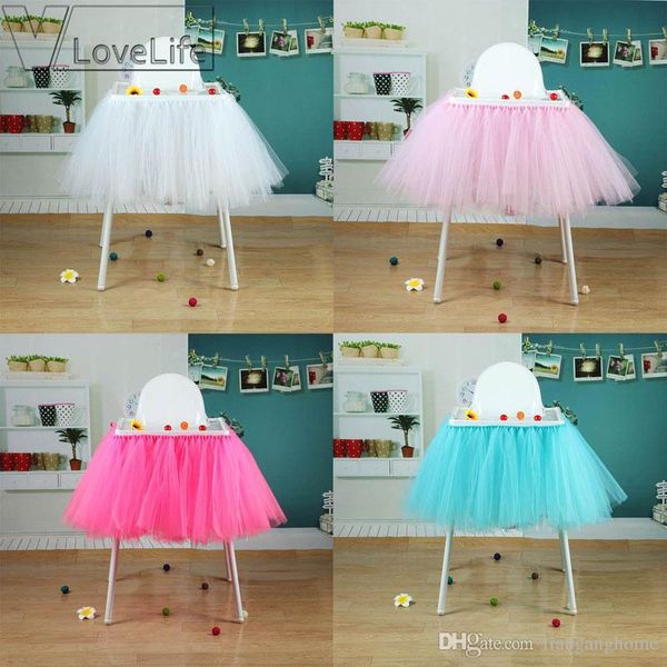 High Quality100cm X 35cm Tutu Tulle Table Skirts Baby Shower Birthday Decoration For High Chair Home Textiles Party Supplies Parties Decorations