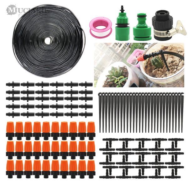 

muciakie 25m 4mm hose micro drip misting watering systems kit orange mist sprinkler nozzle for watering flowers succulent plants