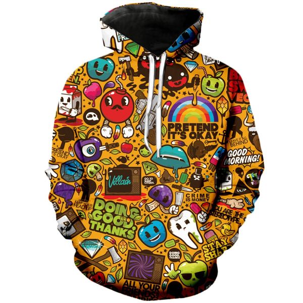 

new fashion classic characters cartoon hoodies women/men long sleeve 3d printed pullover hipster sportwear hip hop h691, Black