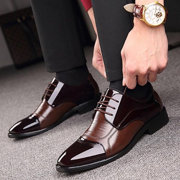 

men dress shoes plus size leather wedding business formal elegant office social formal shoes men may25, Black