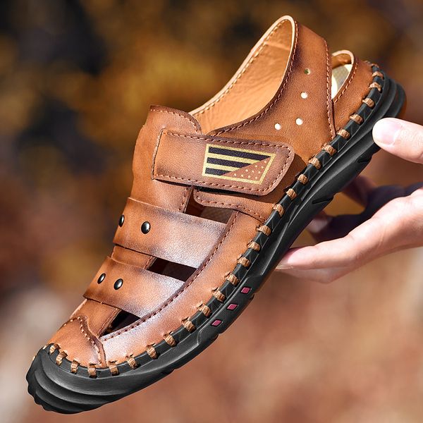 

2020 men's sneakers oversized leather cross breathable shoes men sandals outdoor mans footwear scarpe uomo zapatillas hombre, Black