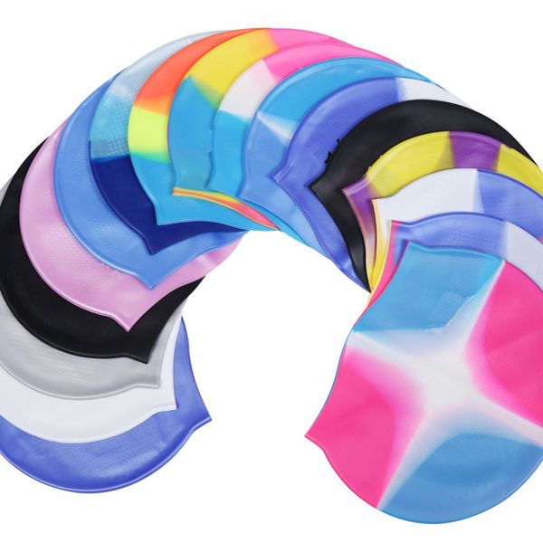 

2019 new silicone swimming cap waterproof swimming cap soft multicolor
