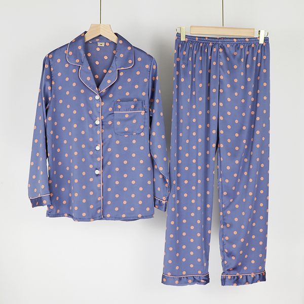 

youest 2020 long sleeves printed women nature silk pajamas, Black;red