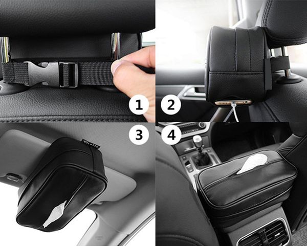 

auto accessories paper napkin holder artificial leather car sun visor tissue box