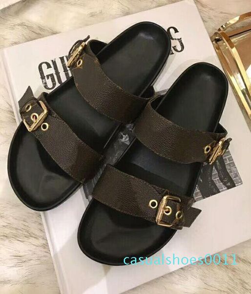 

men women sandals with dust bag designer shoes snake print luxury slide summer fashion wide flat sandals slipper cc11, Black