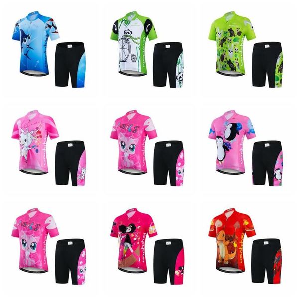 

kids cycling jersey set 2020 bike jersey shorts children road mountain mtb bicycle maillot ropa ciclismo shirts bottom suits, Black;blue