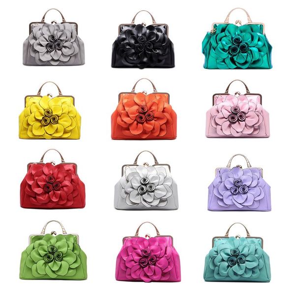 

women ladies rose flower pattern pu leather handbag shoulder satchel bag tote purse messenger bag for wedding party festival