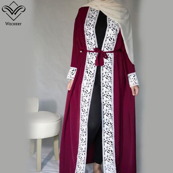 Элегантная открытая абая женское кружевное гладкое платье плюс размер свободного платья взрослый мусульманский кафтан джилбаб одежды