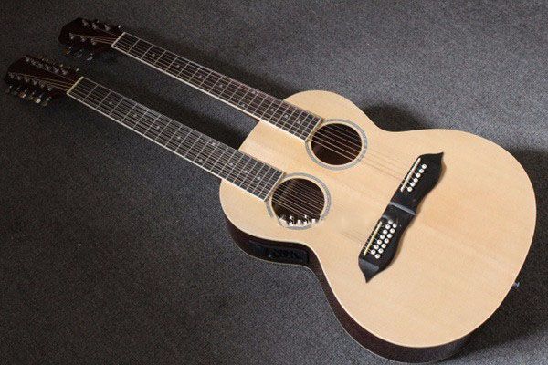 

6/12 string acoustic electric double neck guitar two hole with eq & bag