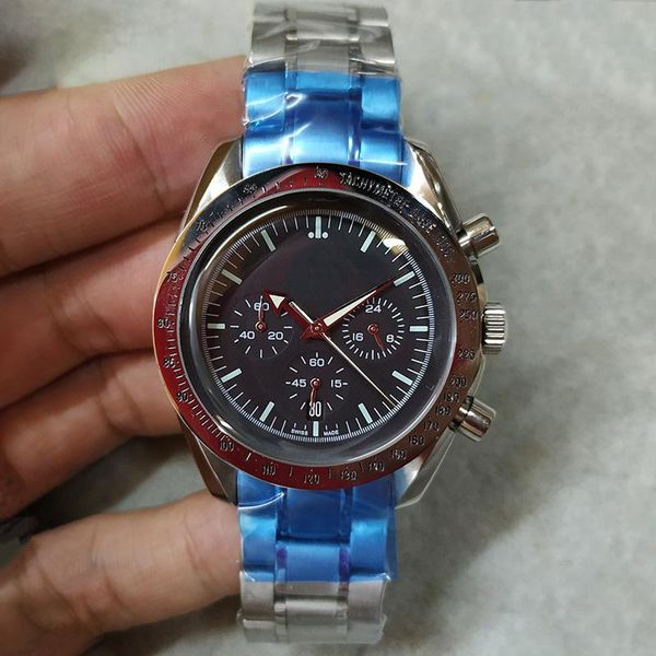 

2020 u1 factory men s watch speed 3594 .50 .00 series 42mm black dial quartz chronograph original stainless steel st, Slivery;brown