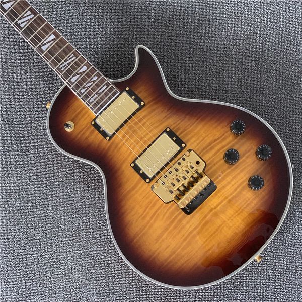 

op quality stock electric guitar figured maple gold hardware tuner