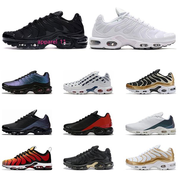 

2020 new men running shoes plus tn ultra se triple black white color flip laser hyper crimson athletic sports sneakers size 40-46