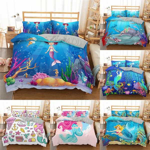 

boniu cotton duvet cover set mermaid bedding set ocean world bedspread with pillowcase luxury bed