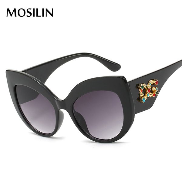 

new fashion cat eye sunglasses women brand design diamond frame gradient ladies oversized sun glasses for female uv400, White;black