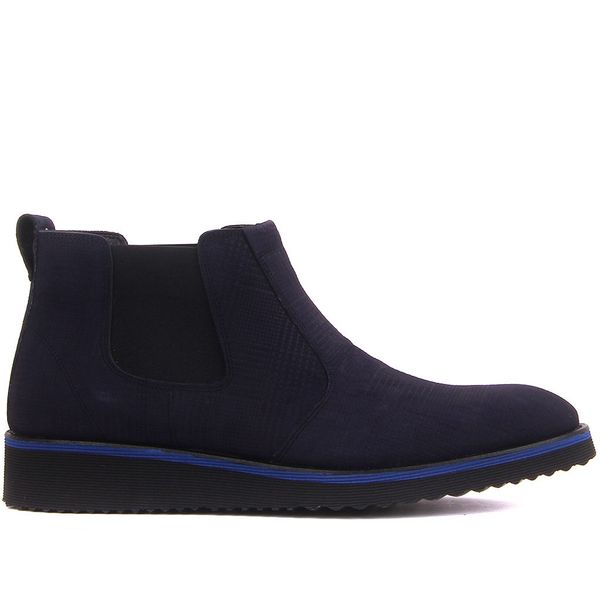 

fosco-navy blue nubuck zipperless men boots, Black