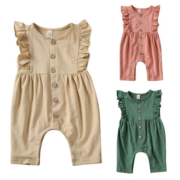 

girl romper 2019 cute newborn infant baby girl clothes ruffle long sleeve solid romper jumpsuit outfit size 0-18m, Blue