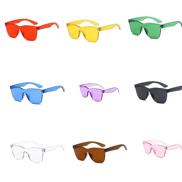 

fashion popular women frameless conjoined candy color sunglasses uv400 pc frame resin lens eyewear beach driving sun glasses, White;black