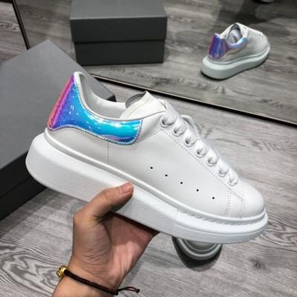 

2019 colorful reflection casual shoes platform fashion luxury designer women sneakers leather orange vintage trainer shoes espadrilles l14, Black