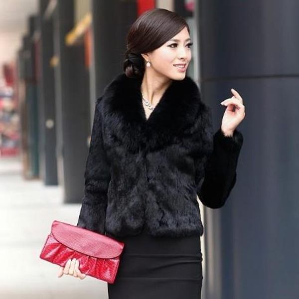 

vetement 2019 winter women's faux fur jacket artificial fur overcoat furry coat femme plus size furry fake outwear z174, Black