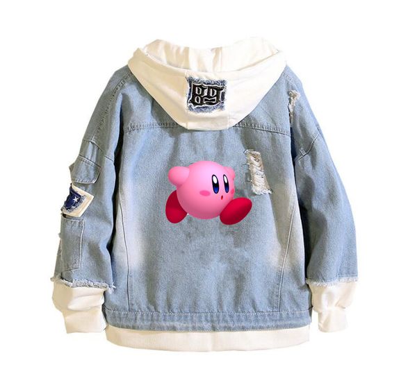 

men's 2019 new kirby printing denim jacket casual bomber coat hip hop retro hoodie jacket streetwear, Black;brown