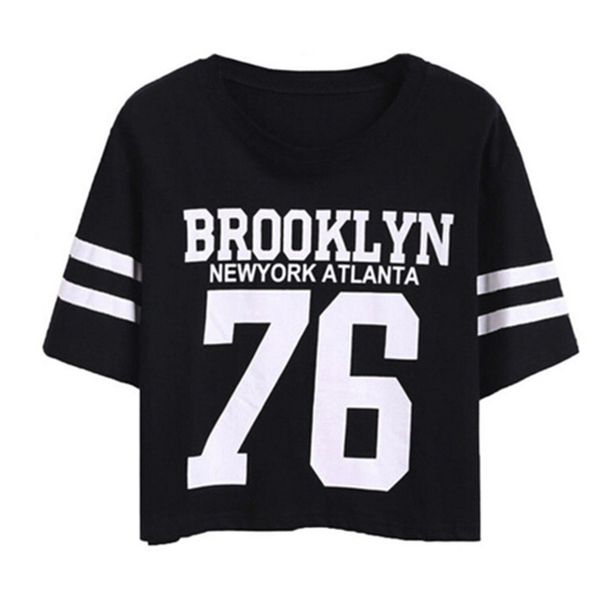 

женская дизайнерская сексуальная свободная буквенно-цифровая печать пупка с коротким рукавом футболки femaleg8rc, White