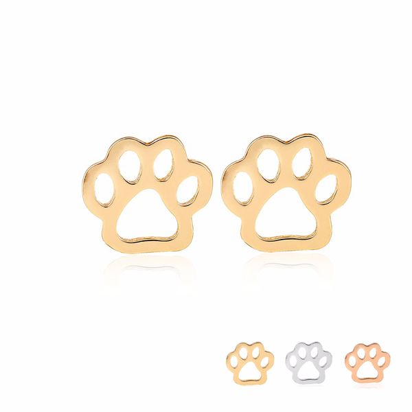 

горячий продавать новый милый hollow bear paw print серьги серебро золото розовое золото цвет медь материал для детей grils summer fashion j, Golden;silver