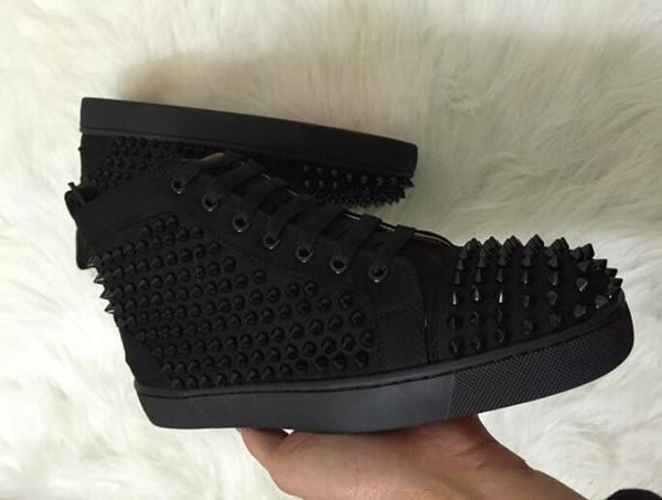 

мода дизайнерская марка red sole шипованных шипы квартиры обувь красные туфли донные для мужчин и женщин партии любителей натуральная кожа к, Black