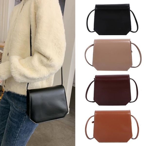 

retro women shoulder messenger bags pu small solid color crossbody handbag