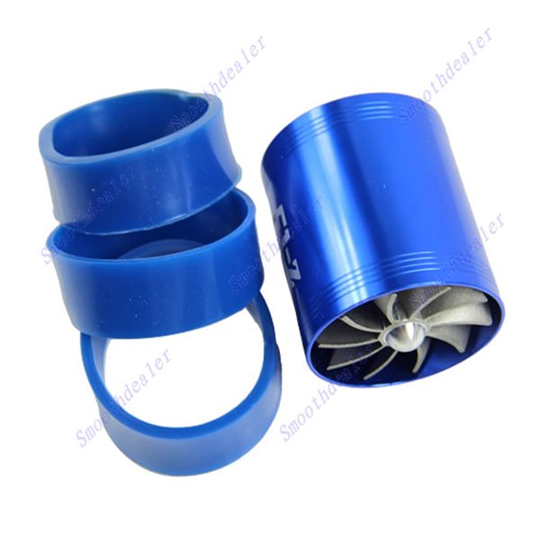 

universal auto car fan air intake supercharger turbo fuel gas saver fan blue double f1-z new