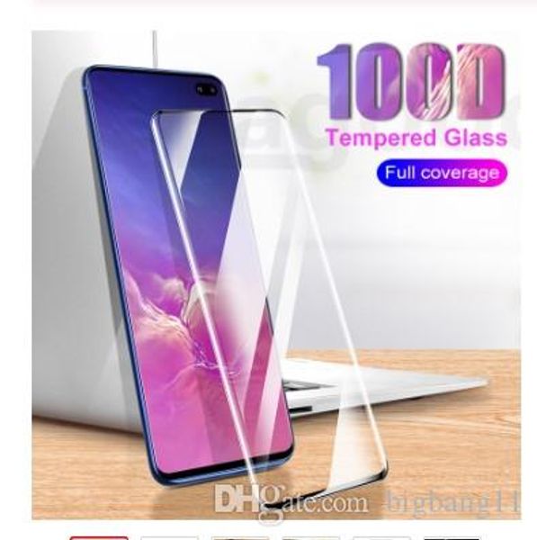

100d full cover protective tempered glass on the for samsung galaxy s10e s7 edge note 8 9 10 s10 s9 s8 plus screen glass film tina