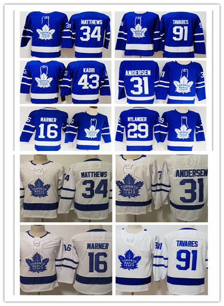 

toronto maple leafs auston matthews john tavares 43 nazem kadri 31 frederik andersen 16 mitchell marner 29 nylander stitched jersey, Black;red