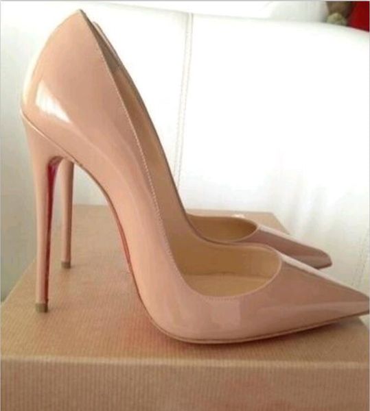 

wholesale new fashionable ladies' red-soled high heels, patent leather pointy stilettos with ladies' party wedding heels 8-10-12cm, Black