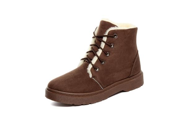

women boots 2019 winter snow boots classic faux suede ladies warm shoes ankle platform lace up botas mujer female booties, Black
