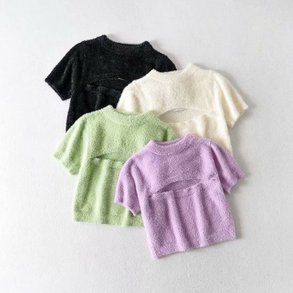 

nss40 - c337 2020 new loopholes in chest mohair cultivate morality short sleeve, White