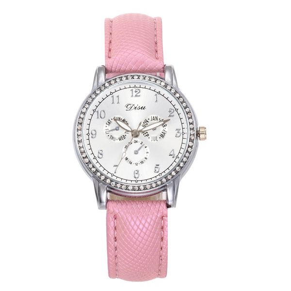 

new pattern three eyes six needles brand leather watch trend temperament leather watches delicate quartz women wrist watch, Slivery;brown