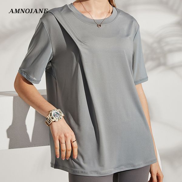 

loose sport shirt fitness seamless crop yoga tank workout sports bra for women gym running t shirt activewear shirts, White;red