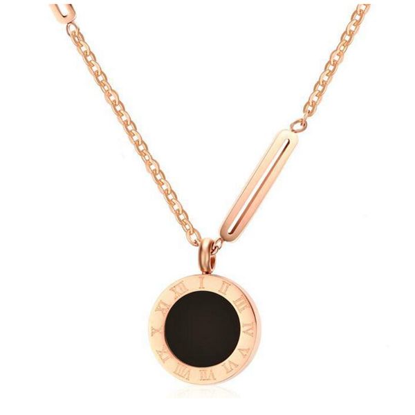 

new fashion women necklace stainless steel shell necklace roman numeral luxury jewelry women wedding jewelry, Silver