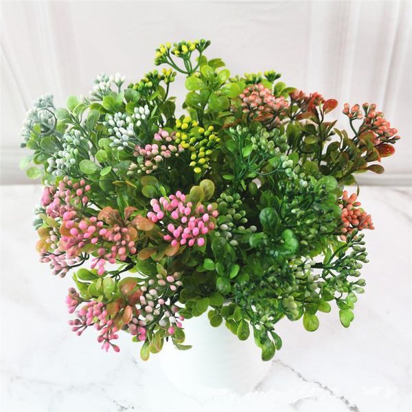 

artificial plants 7-fork fake milan grass simulation plastic flowers deskbonsai accessories home office garden outdoor decor