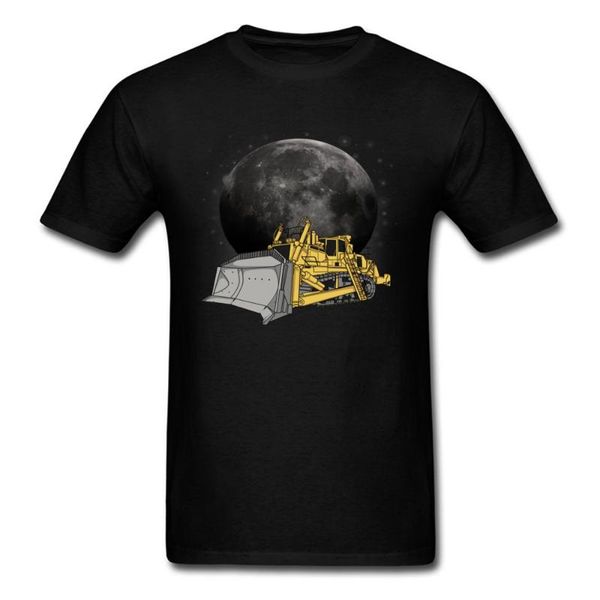 

space bulldozer t shirt men black tshirt 3d moon t-shirts printed summer hipster tees funny clothes cotton ing, White;black