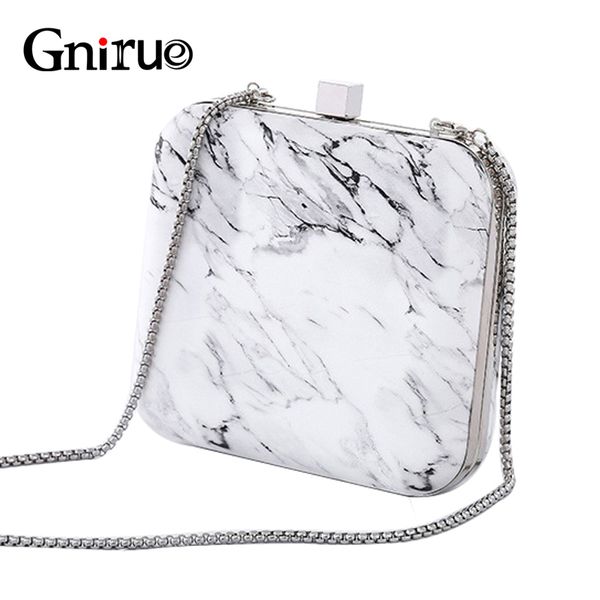 

new fashion women's day clutch bag unique marble print pu evening bag chain shoulder handbags vintage elegant purses marmont