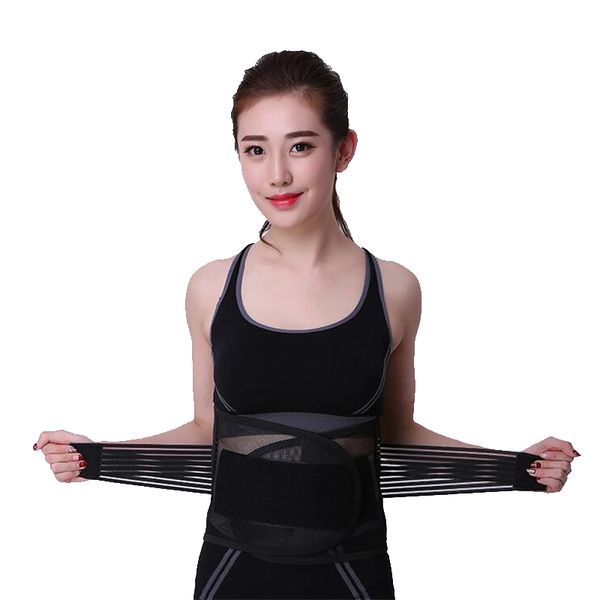 

men and women exercise lumbar waist support waist trimmer belt weight loss burn shaper gym fitness belt b14, Black;gray