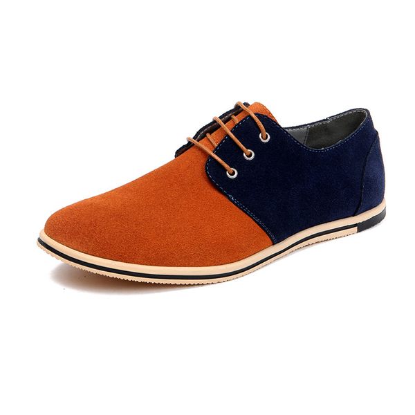 

merkmak large size 38~50 genuine leather shoes men casual shoes elegant suede lace up mens dress business office patchwork, Black