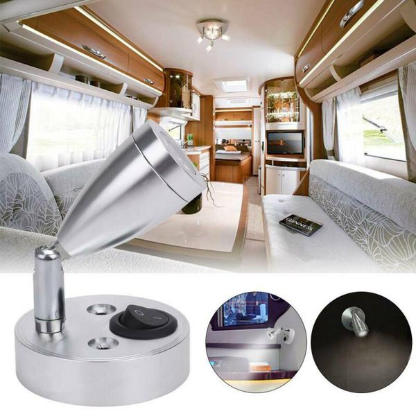 

classic design 1w 12v led spot reading light switch for boat motorhome warm light 3000k automobile interior car accessories